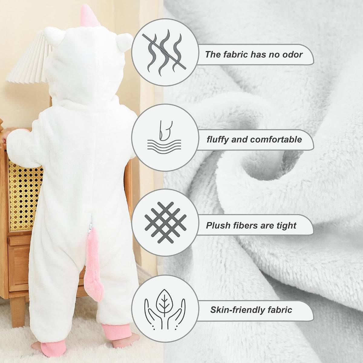 Unisex Baby Animal Costume Flannel Hooded Romper Cosplay Jumpsuit