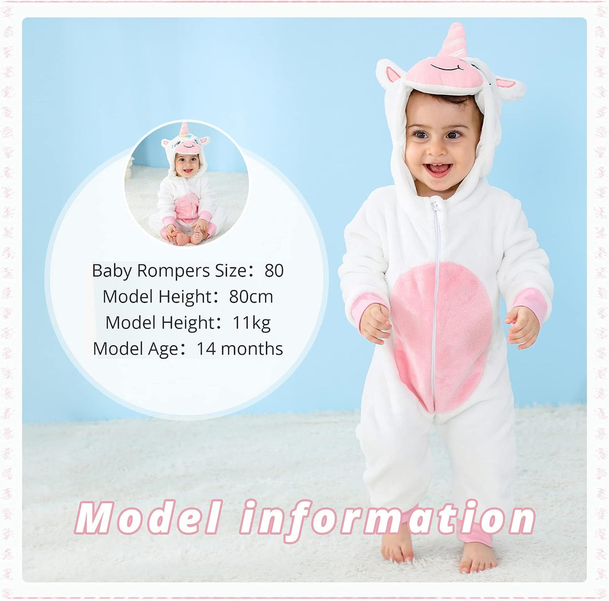 Unisex Baby Animal Costume Flannel Hooded Romper Cosplay Jumpsuit